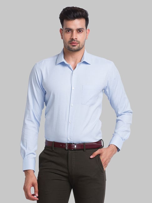 Park Avenue Blue Slim Fit Printed Shirt