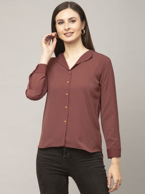 SELVIA Brown Regular Fit Shirt Price in India