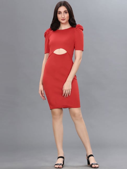 SELVIA Red Bodycon Dress Price in India