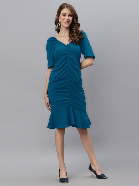SELVIA Blue Shift Dress Price in India