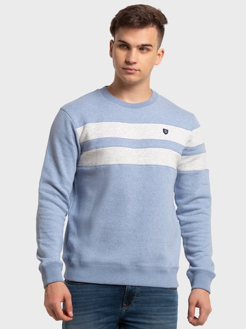 ColorPlus Blue Tailored Fit Striped Sweatshirt-picture-12