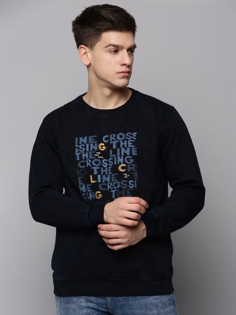 showoffff SHOW OFF Navy Blue Cotton Regular Fit Printed Sweatshirt-picture-43