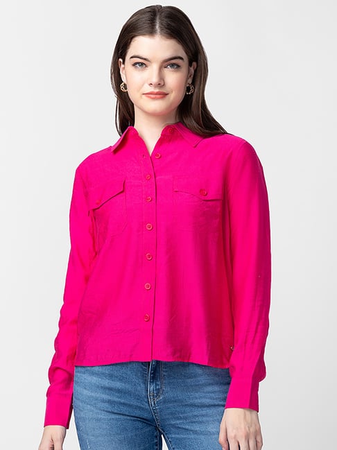 Spykar Pink Cotton Shirt Price in India