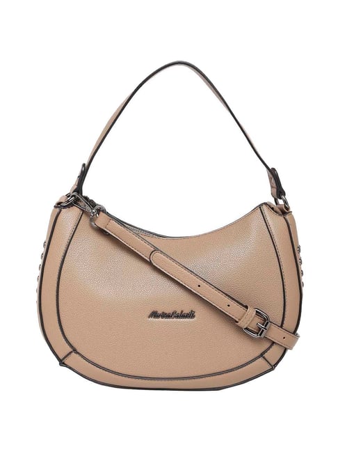 Marina Galanti Beige Rivets Medium Hobo Handbag