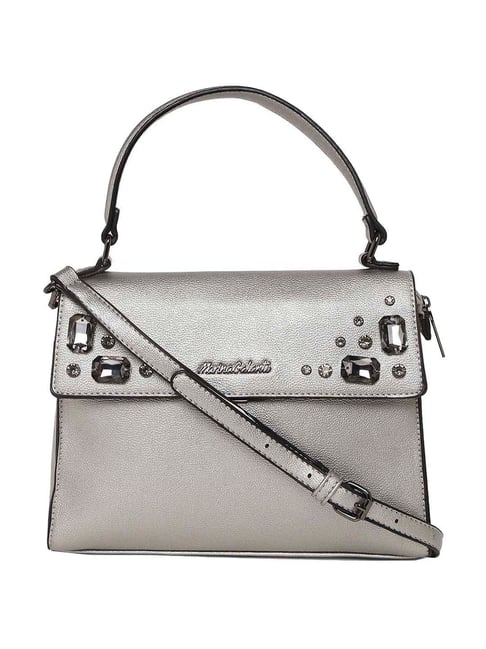 Buy GUESS Grey Zipper Closure PU Womens Casual Satchel Handbag | Shoppers  Stop