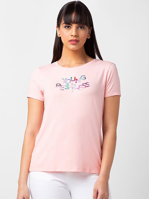Spykar Pink Printed T-Shirt-picture-23