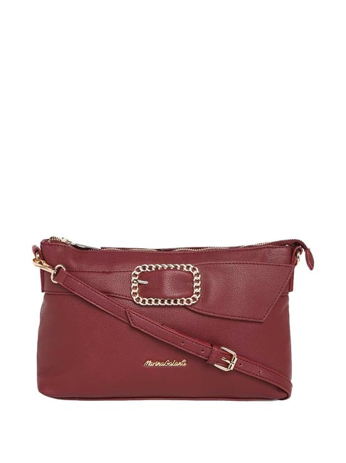 Marina Galanti Maroon Solid Medium Sling Handbag