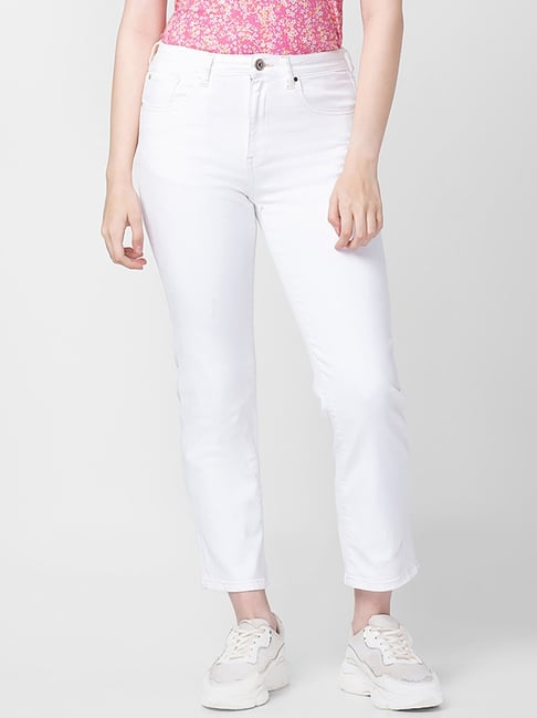 Spykar White Cotton Mid Rise Jeans-picture-32