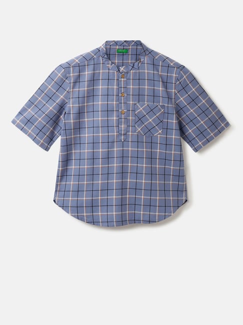 United Colors of Benetton Boys Blue Checks Shirt