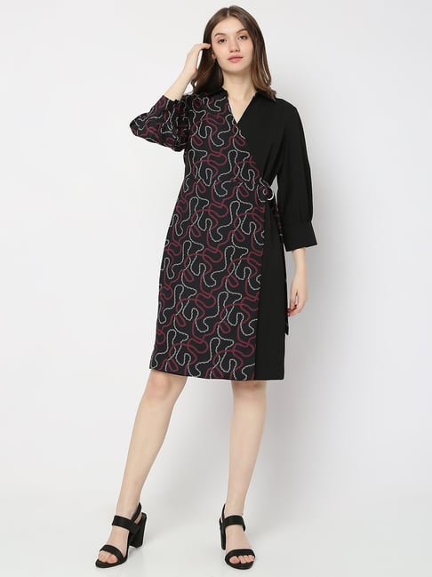 Vero Moda Black Printed A Line Dress