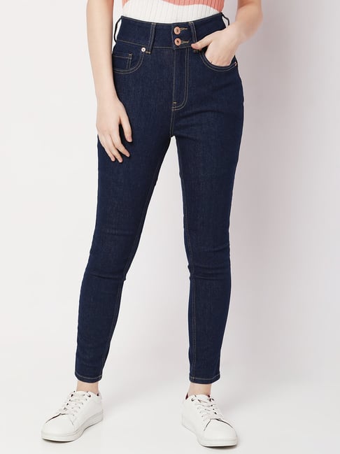 Vero Moda Dark Blue Cotton Skinny Fit Jeans-picture-16