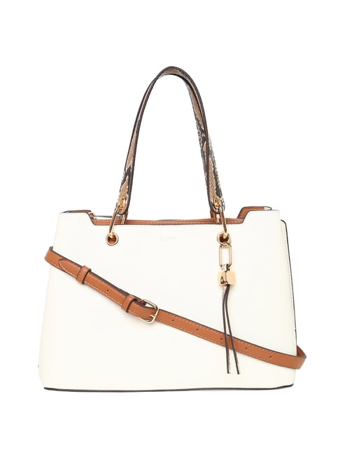 Aldo White Solid Medium Handbag