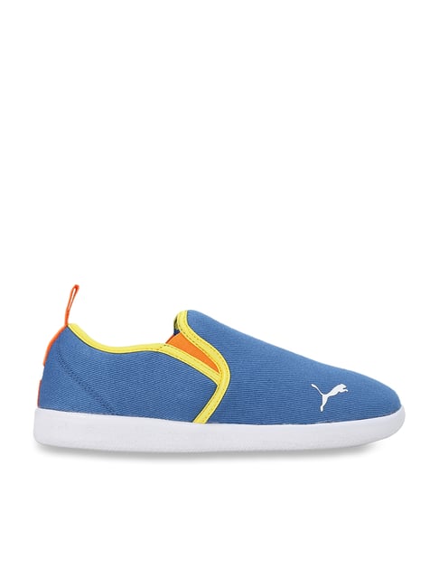 Puma Kids Tobey Jr Royal Blue Yellow Casual Slip Ons