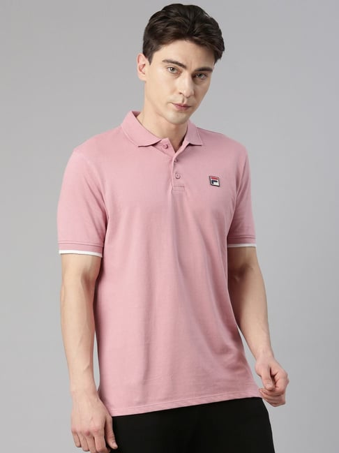 Fila Pink Cotton Regular Fit Polo T Shirt