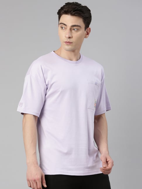 Fila Purple Cotton Regular Fit T Shirt