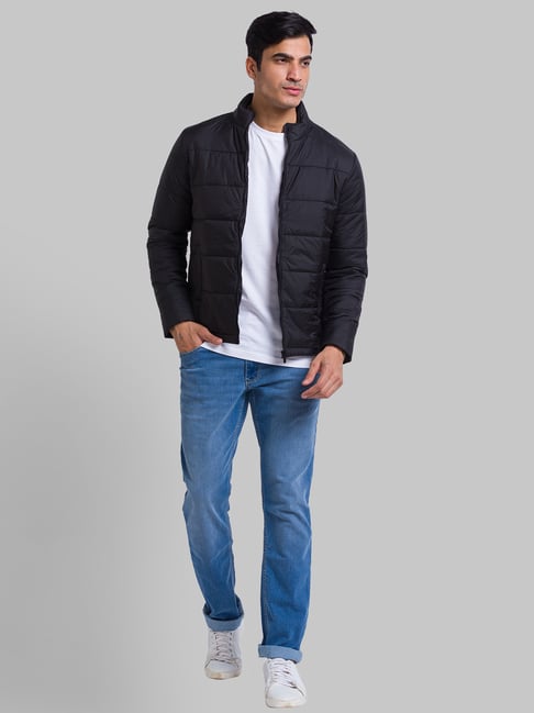 Parx Black Regular Fit Quilted Jacket