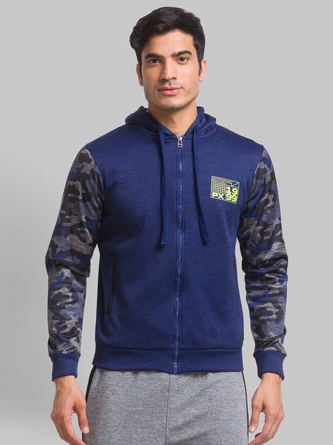Parx Blue Regular Fit Camouflage Hooded Sweatshirt-picture-10