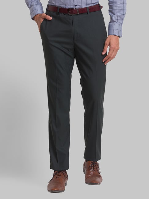 Park Avenue Dark Green Regular Fit Trousers