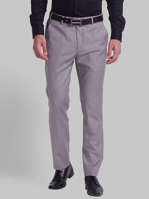 Park Avenue Grey Regular Fit Trousers