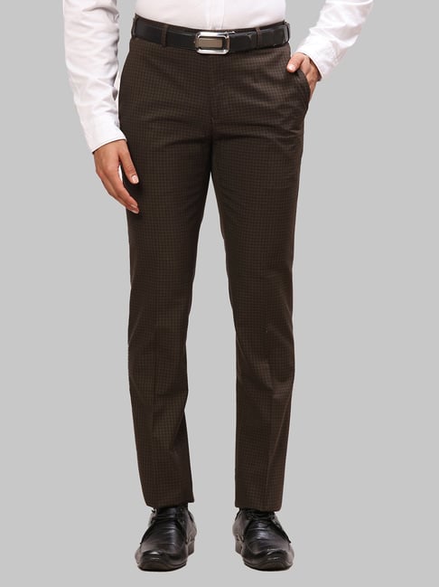 Raymond Brown Slim Fit Checks Trousers