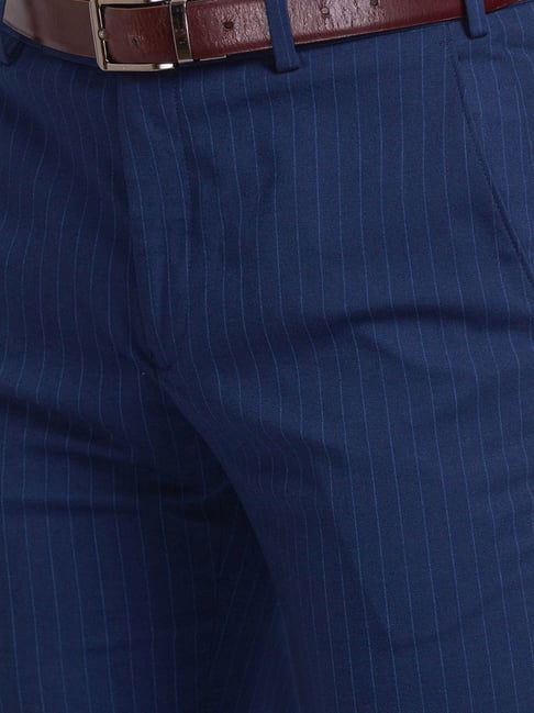 Blue Men Striped Track Pant Size Medium