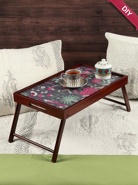 India Circus by Krsnaa Mehta Floral Galore Printed Black Wood Tray Table-picture-29
