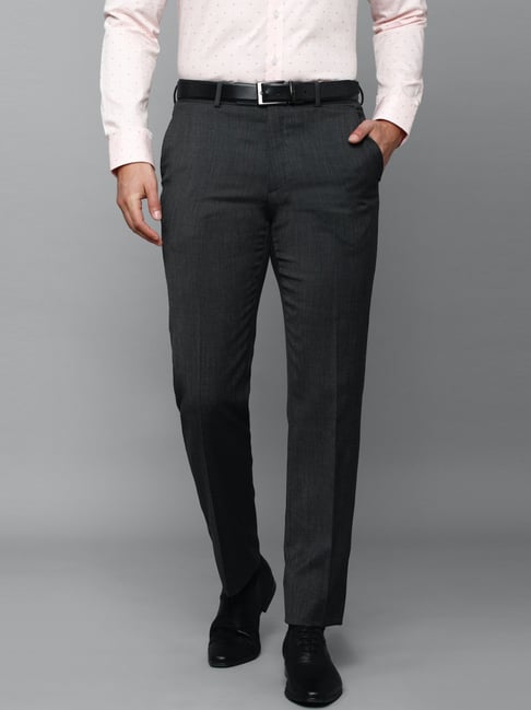 Buy Louis Philippe Men Black Solid Classic Fit Pleated Trousers - Trousers  for Men 17567918 | Myntra