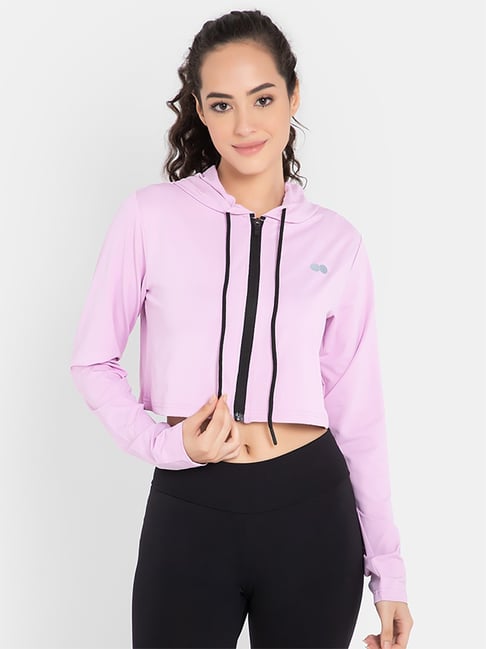 Clovia Purple Sports Hoodie-picture-13