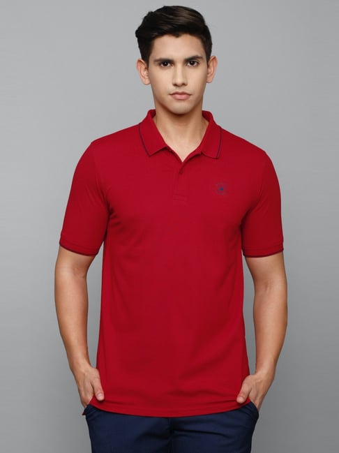 Buy Louis Philippe Red Cotton Regular Fit Polo T-Shirts for Mens Online @  Tata CLiQ