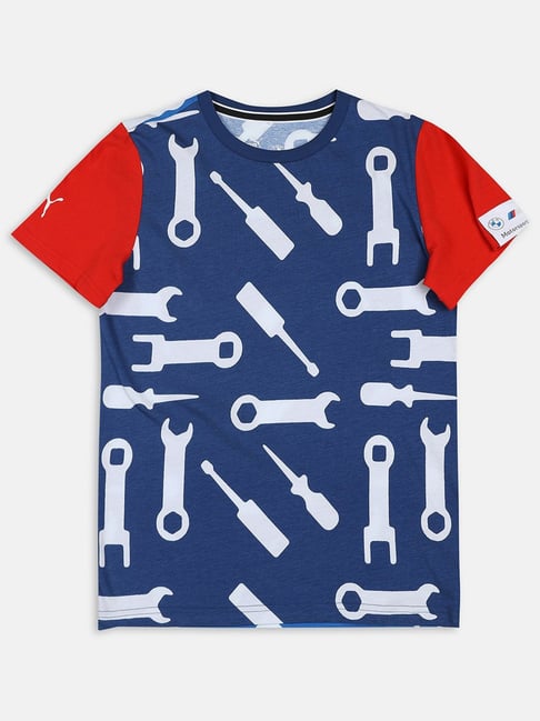 Puma Kids BMW M Motorsport Pro Blue & Red Cotton Printed T-Shirt-picture-33