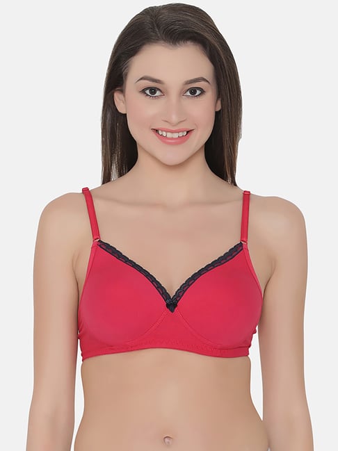 Buy Clovia Cotton Solid Non-padded Full Cup Wire Free Teen Bra - Pink online