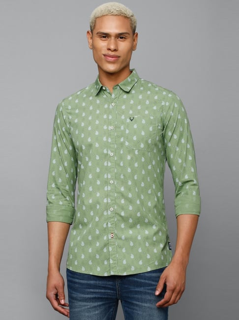 Men's Casual Cotton Green Denim Stripe Lining Button Shirt - Temu