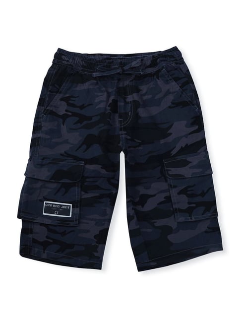 Gini & Jony Kids Grey Cotton Camouflage Bermuda