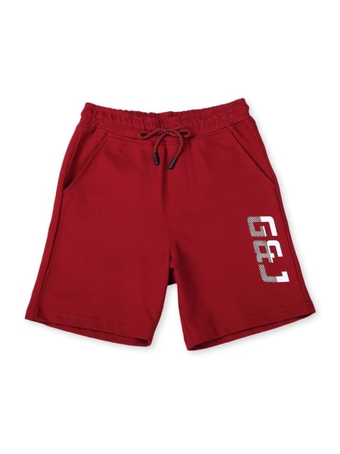 Gini & Jony Kids Red Cotton Printed Shorts