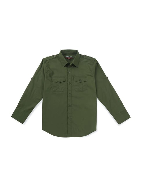 Gini & Jony Kids Khaki Cotton Regular Fit Full Sleeves Shirt