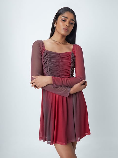 Nuon by Westside Burgundy Dual-Colour Dress Price in India