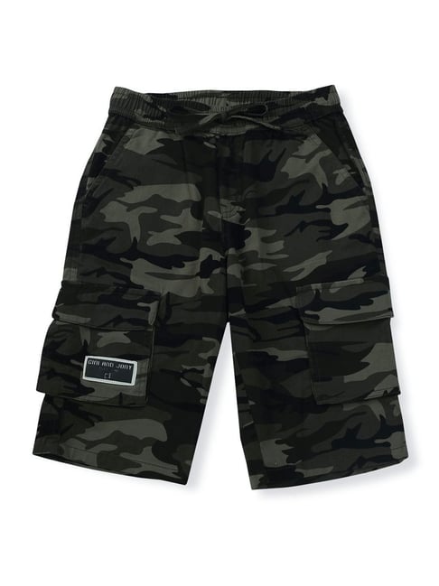 Gini & Jony Kids Navy & Green Cotton Camouflage Bermuda