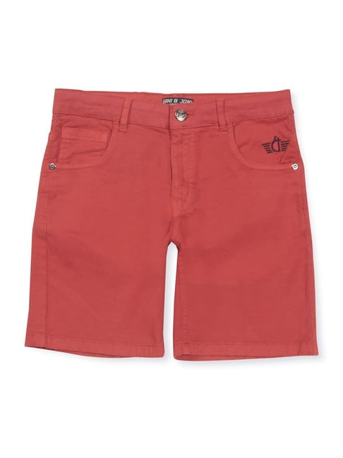 Gini & Jony Kids Red Cotton Regular Fit Shorts