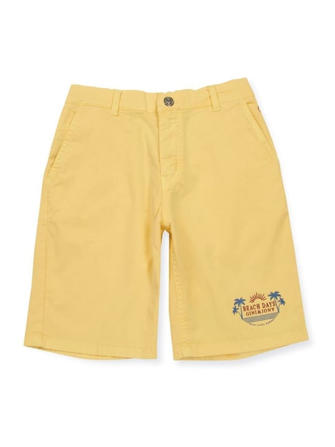 Gini & Jony Kids Yellow Cotton Printed Bermuda