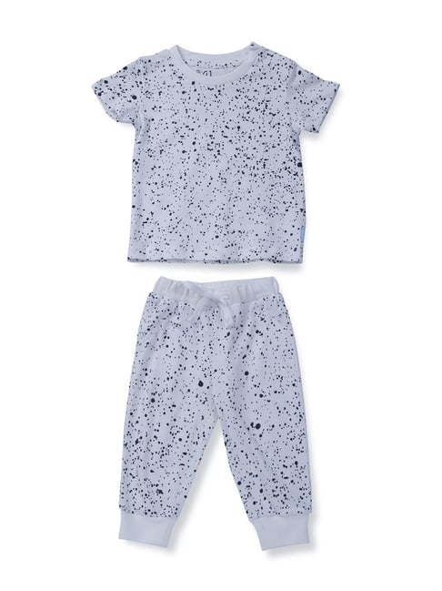 Gini & Jony Kids White Cotton Printed T-Shirt Set