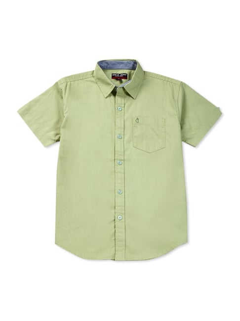 Gini & Jony Kids Green Cotton Regular Fit Shirt