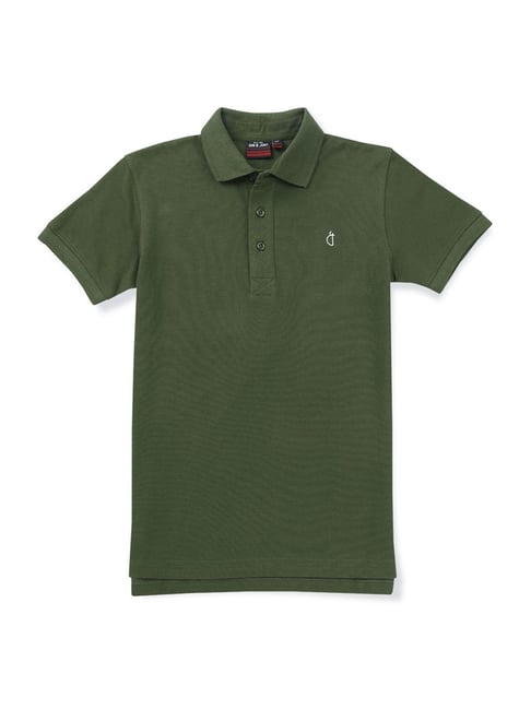 Gini & Jony Kids Green Cotton Regular Fit Polo T-Shirt