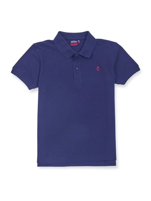 Gini & Jony Kids Navy Cotton Regular Fit Polo T-Shirt