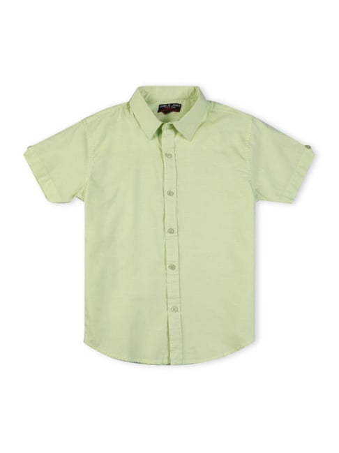 Gini & Jony Kids Green Cotton Regular Fit Shirt