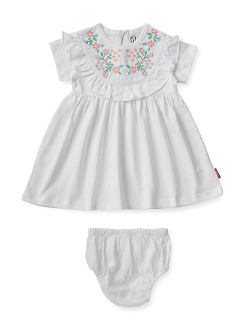 Buy Gini Jony Kids White Cotton Embroidered Dress Set for Girls Clothing Online Tata CLiQ