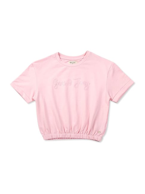 Gini & Jony Kids Pink Cotton Regular Fit Top