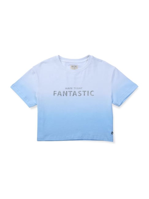 Gini & Jony Kids Blue Cotton Over Dyed Top