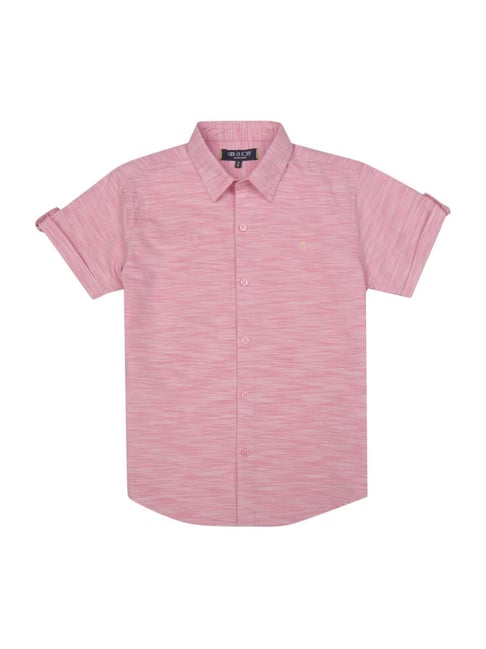 Gini & Jony Kids Pink Cotton Regular Fit Shirt