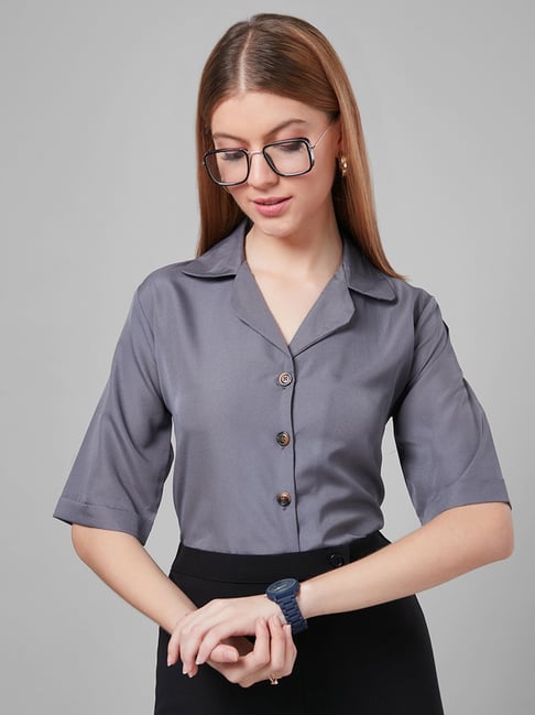 Style Quotient Women Solid Casual Grey Shirt - Buy Style Quotient