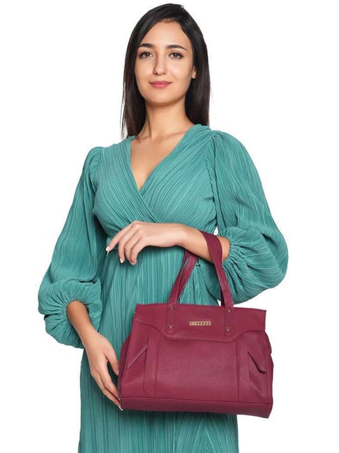 Buy Caprese Maroon Solid Medium Handbag Online At Best Price